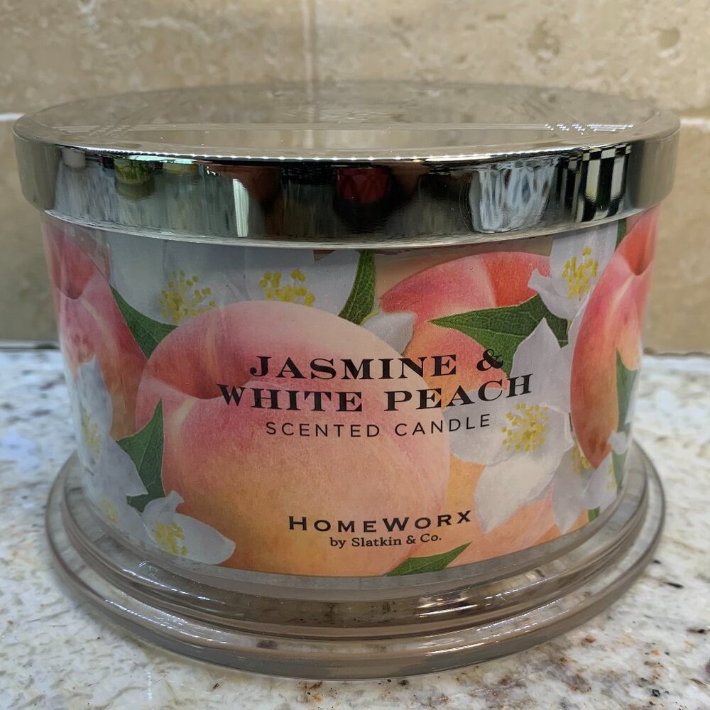 HomeWorx by Harry Slatkin Jasmine & White Peach Scented 4-Wick Candle 18oz